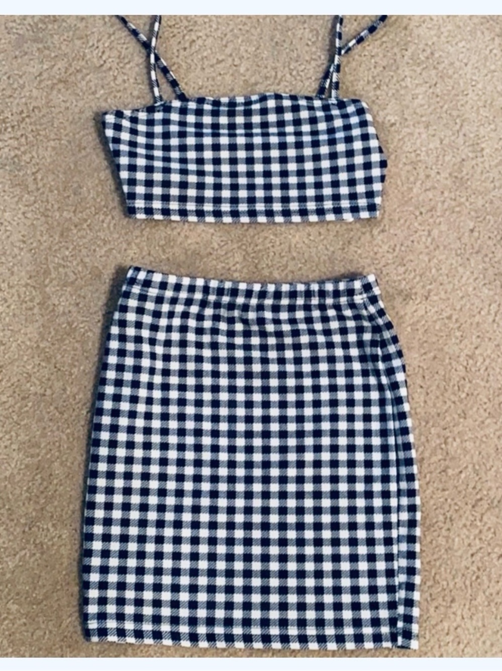 🏷️SHEIN~PLAID 2 PIECE CROP TOP & SKIRT SET